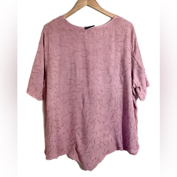 Y2K Vintage Embroidered Rayon Asymmetric Top 2X - Picture 2 of 15